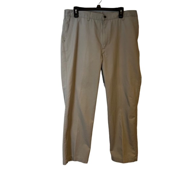 VINTAGE Lee Pants Flat Front Tan Button Back Pocket Straight Leg Mens Size 36 - Picture 2 of 12